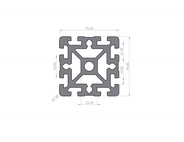 Aluminium profile 90x90 Heavy groove 10 B-type